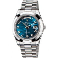 Rolex Day-Date II President Platinum - Polished Bezel Blue Wave Dial