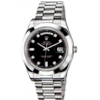 Rolex Day-Date II  President Platinum - Polished Bezel Black Diamond Dial