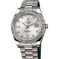 Rolex DAY-DATE ІІ 41 мм, біле золото, срібні діаманти