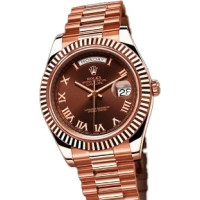 Rolex Day-Date II President Pink Gold - коричневий циферблат із рифленим безелем Rolex Day-Date II President Pink Gold - коричневий циферблат із рифленим безелем