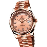 Rolex Day-Date II President Pink Gold - рифлений безель і діамантовий циферблат кольору шампанського