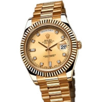 Rolex Day-Date II 41 мм, жовте золото, діаманти кольору шампанського