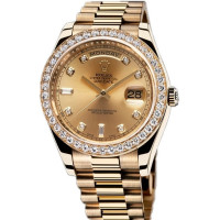 Rolex Day-Date II President Yellow Gold - Diamond Bezel champagne diamond dial dial