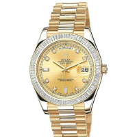 Rolex Day-Date II President Yellow Gold - Diamond Baguette Bezel champagne diamond dial