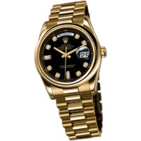 Rolex Day-Date 36mm Yellow Gold Black Diamonds