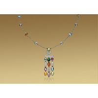 Ожерелье Bulgari Allegra, белое золото, бриллианты, разноцветные камни