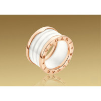 Кольцо Bulgari B.Zero1, розовое золото, белая керамика
