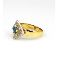 Кольцо, желтое золото 585, топаз, бриллианты
