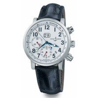 Річний морський хронограф Ulysse Nardin (сталь / білий / шкіра)