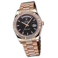 Rolex Day-Date II President Pink Gold – чорні циферблати з рифленим безелем