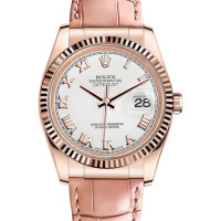 Rolex Datejust 36mm Pink Gold -Fluted Bezel- Leather 2013