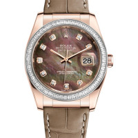 Rolex Datejust 36mm Pink Gold - Diamond Bezel - Leather 2013