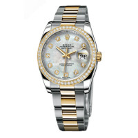 Rolex Datejust 36mm - Steel and Gold Yellow Gold - Diamond Bezel - Oyster