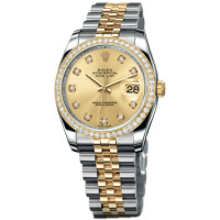 Rolex Datejust 36mm - Steel and Gold Yellow Gold - Diamond Bezel - Jublilee