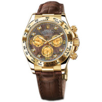 Rolex Daytona Yellow Gold - Leather Strap Dark Pearl Dial &amp; Yellow pearl subdials Diamond