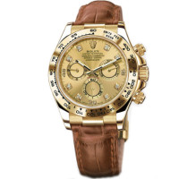 Жовте золото Rolex Daytona - шкіряний ремінець, циферблат кольору шампанського Жовте золото Rolex Daytona - шкіряний ремінець, циферблат кольору шампанського