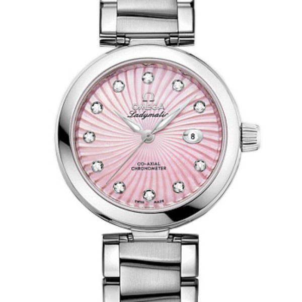 Omega Ladymatic Steel on steel pink mother-of-pearl dial new 2013
