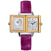 Jaeger LeCoultre Reverso Duetto (SS-YG / Silver - MOP / Diamonds / Leather)