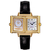 Jaeger LeCoultre   Reverso Duetto (YG / Silver - MOP / Diamond Bezel / Leather)