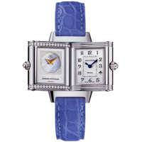 Jaeger LeCoultre   Reverso Duetto (Steel / Silver - MOP / Diamonds / Leather)