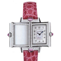 Jaeger LeCoultre Reverso Joaillerie Cabochons (WG/Silver/Pink Leather)