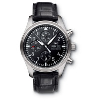 IWC Pilot`s Chrono-Automatic (сталь / чорний / шкіра)