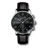 IWC Portuguese Chrono-Automatic (SS / чорний / шкіра)