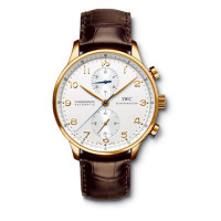 IWC Portuguese Chrono-Automatic (YG / білий / шкіра)