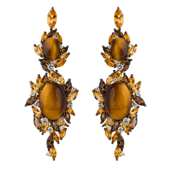 Сережки Damiani Masterpieces Dorotea жовте золото, діаманти, коштовне каміння