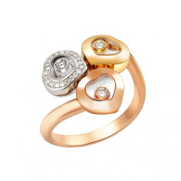 Кольцо Chopard Happy Diamonds Icons белое, желтое, розовое золото, бриллианты (829390-9110)