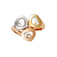 Каблучка Chopard Happy Diamonds Icons біле, рожеве, жовте золото, діаманти (829390-9010)