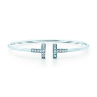 Браслет Tiffany T Wire Bracelet, белое золото 750, бриллианты