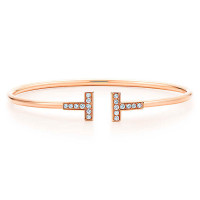 Браслет Tiffany T Wire, розовое золото, бриллианты (33263538)