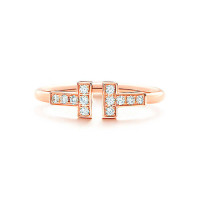 Кільце Tiffany T Wire, рожеве золото, діаманти (33282559)