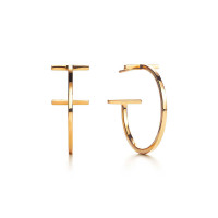 Серьги-кольца Tiffany T Wire, желтое золото (33429983)
