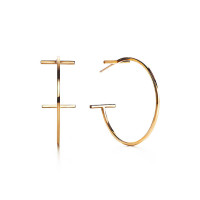 Серьги-кольца Tiffany T Wire, желтое золото (33407734)