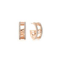 Відкриті сережки-кільця Tiffany & Co Atlas, рожеве золото, діаманти (32641555)! ~ DCDMRKR ~!