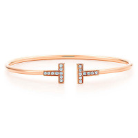 Браслет Tiffany T Wire, рожеве золото, діаманти (33263538)