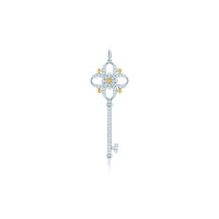 Підвіска-ключ із квіткою Tiffany Keys, платина, жовте золото діаманти (32871372)