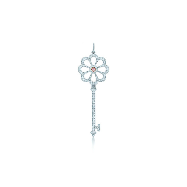 Подвеска-ключ с цветком Tiffany Keys, платина, розовое золото бриллианты (32871402)