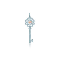 Подвеска-ключ с розой Tiffany Keys, платина, розовое золото, бриллианты (32917429)