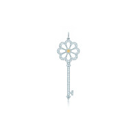 Подвеска-ключ с цветком Tiffany Keys, платина, желтое золото, бриллианты (32871356)