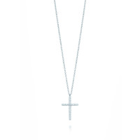 Підвіска-хрестик Tiffany Metro, біле золото, діаманти (33475438)