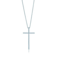 Підвіска-хрестик Tiffany Metro, біле золото, діаманти (23715864)