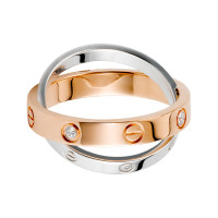 Кольцо Cartier Love, розовое, белое золото, бриллианты