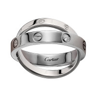 Кольцо Cartier Love, белое золото, бриллианты