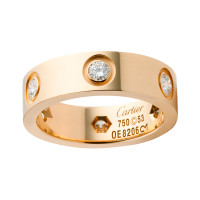 Каблучка Cartier Love, жовте золото, діаманти