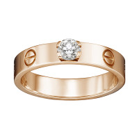 Кольцо Cartier Love, розовое золото, бриллиант