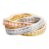 Кольцо Cartier Trinity, золото трех цветов, бриллианты