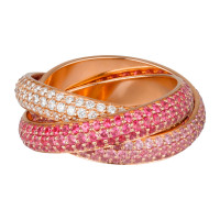 Кольцо Cartier Trinity, розовое золото, бриллианты, сапфиры